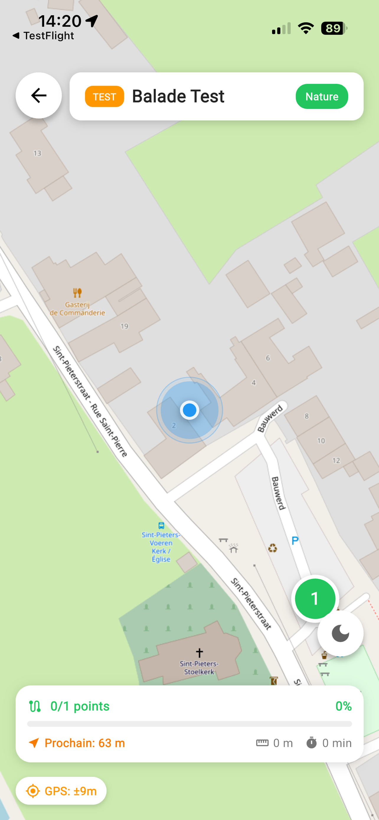 L'application Baladyn en cours de balade